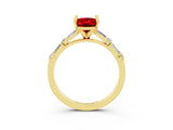 Yellow gold Oval Cut Ruby Solitaire with Side Baguettes and Channel Set Band_3