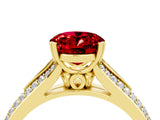 Yellow gold Oval Cut Ruby Split Shank Engagement Ring with Pavé Band_4