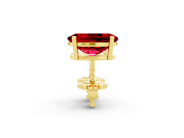 Yellow gold Oval Cut Ruby Stud Earrings