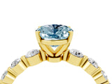 Yellow gold Oval Cut Solitaire Aquamarine Ring with Pave Band and Four-Prong Setting_4