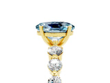 Yellow gold Oval Cut Solitaire Aquamarine Ring with Pave Band and Four-Prong Setting_5