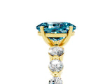 Yellow gold Oval Cut Solitaire Blue Topaz Ring with Pave Band and Four-Prong Setting_5