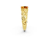 Yellow gold Oval Cut Solitaire Citrine Leaf-Inspired Vine Band Ring with Prong Setting_2