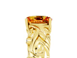 Yellow gold Oval Cut Solitaire Citrine Leaf-Inspired Vine Band Ring with Prong Setting_5