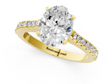 Yellow gold Oval Cut Solitaire Diamond Engagement Ring with Pave Band and Four-Prong Setting_167