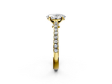 Yellow gold Oval Cut Solitaire Diamond Engagement Ring with Pave Band and Four-Prong Setting_168