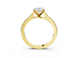 Yellow gold Oval Cut Solitaire Diamond Engagement Ring with Pave Band and Four-Prong Setting_169