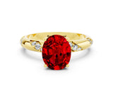 Yellow gold Oval Cut Solitaire Diamond Engagement Ring with Twisted Pave Band and Four-Prong Setting