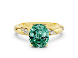 Yellow gold Oval Cut Solitaire Diamond Engagement Ring with Twisted Pave Band and Four-Prong Setting