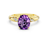 Yellow gold Oval Cut Solitaire Diamond Engagement Ring with Twisted Pave Band and Four-Prong Setting