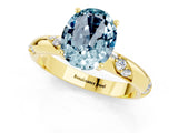 Yellow gold Oval Cut Solitaire Diamond Engagement Ring with Twisted Pave Band and Four-Prong Setting_1