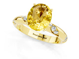 Yellow gold Oval Cut Solitaire Diamond Engagement Ring with Twisted Pave Band and Four-Prong Setting_1