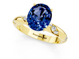 Yellow gold Oval Cut Solitaire Diamond Engagement Ring with Twisted Pave Band and Four-Prong Setting_1