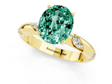 Yellow gold Oval Cut Solitaire Diamond Engagement Ring with Twisted Pave Band and Four-Prong Setting_1