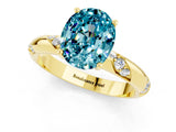 Yellow gold Oval Cut Solitaire Diamond Engagement Ring with Twisted Pave Band and Four-Prong Setting_1