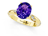 Yellow gold Oval Cut Solitaire Diamond Engagement Ring with Twisted Pave Band and Four-Prong Setting_1