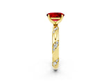 Yellow gold Oval Cut Solitaire Diamond Engagement Ring with Twisted Pave Band and Four-Prong Setting_2