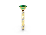 Yellow gold Oval Cut Solitaire Diamond Engagement Ring with Twisted Pave Band and Four-Prong Setting_2