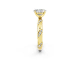 Yellow gold Oval Cut Solitaire Diamond Engagement Ring with Twisted Pave Band and Four-Prong Setting_2
