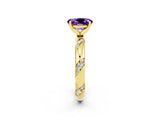 Yellow gold Oval Cut Solitaire Diamond Engagement Ring with Twisted Pave Band and Four-Prong Setting_2