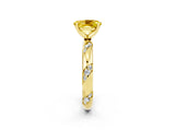 Yellow gold Oval Cut Solitaire Diamond Engagement Ring with Twisted Pave Band and Four-Prong Setting_2