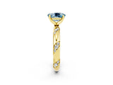 Yellow gold Oval Cut Solitaire Diamond Engagement Ring with Twisted Pave Band and Four-Prong Setting_2