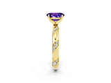 Yellow gold Oval Cut Solitaire Diamond Engagement Ring with Twisted Pave Band and Four-Prong Setting_2