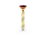 Yellow gold Oval Cut Solitaire Diamond Engagement Ring with Twisted Pave Band and Four-Prong Setting_2
