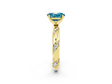 Yellow gold Oval Cut Solitaire Diamond Engagement Ring with Twisted Pave Band and Four-Prong Setting_2