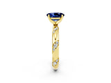 Yellow gold Oval Cut Solitaire Diamond Engagement Ring with Twisted Pave Band and Four-Prong Setting_2