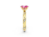 Yellow gold Oval Cut Solitaire Diamond Engagement Ring with Twisted Pave Band and Four-Prong Setting_2