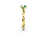 Yellow gold Oval Cut Solitaire Diamond Engagement Ring with Twisted Pave Band and Four-Prong Setting_2
