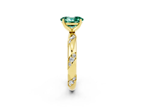 Yellow gold Oval Cut Solitaire Diamond Engagement Ring with Twisted Pave Band and Four-Prong Setting_2