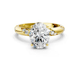 Yellow gold Oval Cut Solitaire Diamond Engagement Ring with Twisted Pave Band and Four-Prong Setting_3