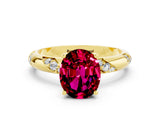 Yellow gold Oval Cut Solitaire Diamond Engagement Ring with Twisted Pave Band and Four-Prong Setting