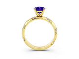 Yellow gold Oval Cut Solitaire Diamond Engagement Ring with Twisted Pave Band and Four-Prong Setting_3