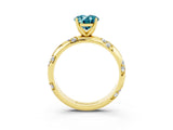 Yellow gold Oval Cut Solitaire Diamond Engagement Ring with Twisted Pave Band and Four-Prong Setting_3