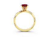 Yellow gold Oval Cut Solitaire Diamond Engagement Ring with Twisted Pave Band and Four-Prong Setting_3