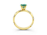 Yellow gold Oval Cut Solitaire Diamond Engagement Ring with Twisted Pave Band and Four-Prong Setting_3