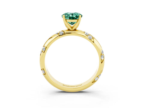 Yellow gold Oval Cut Solitaire Diamond Engagement Ring with Twisted Pave Band and Four-Prong Setting_3