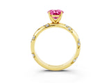 Yellow gold Oval Cut Solitaire Diamond Engagement Ring with Twisted Pave Band and Four-Prong Setting_3