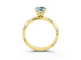 Yellow gold Oval Cut Solitaire Diamond Engagement Ring with Twisted Pave Band and Four-Prong Setting_3