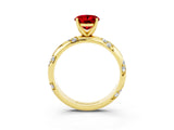 Yellow gold Oval Cut Solitaire Diamond Engagement Ring with Twisted Pave Band and Four-Prong Setting_3