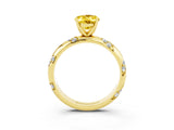 Yellow gold Oval Cut Solitaire Diamond Engagement Ring with Twisted Pave Band and Four-Prong Setting_3
