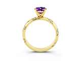Yellow gold Oval Cut Solitaire Diamond Engagement Ring with Twisted Pave Band and Four-Prong Setting_3
