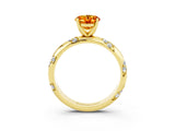 Yellow gold Oval Cut Solitaire Diamond Engagement Ring with Twisted Pave Band and Four-Prong Setting_3