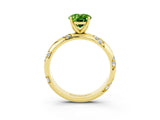 Yellow gold Oval Cut Solitaire Diamond Engagement Ring with Twisted Pave Band and Four-Prong Setting_3