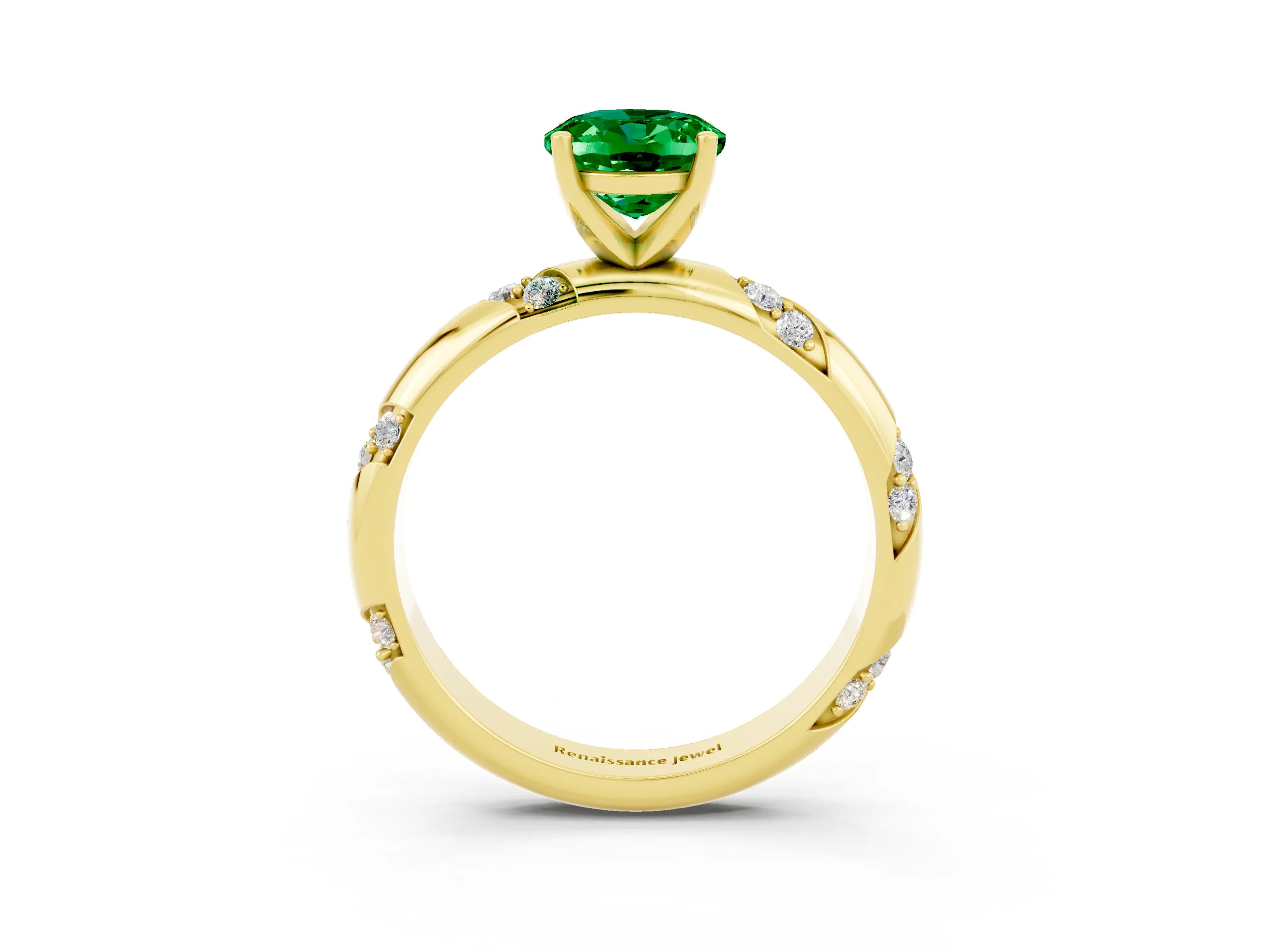 Yellow gold Oval Cut Solitaire Diamond Engagement Ring with Twisted Pave Band and Four-Prong Setting_3