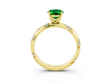 Yellow gold Oval Cut Solitaire Diamond Engagement Ring with Twisted Pave Band and Four-Prong Setting_3