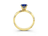 Yellow gold Oval Cut Solitaire Diamond Engagement Ring with Twisted Pave Band and Four-Prong Setting_3